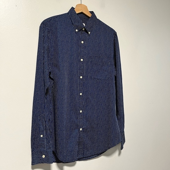 Club Monaco Men’s Slim Fit Navy Button-Down Shirt M – Micro Dot Print - Picture 11 of 13